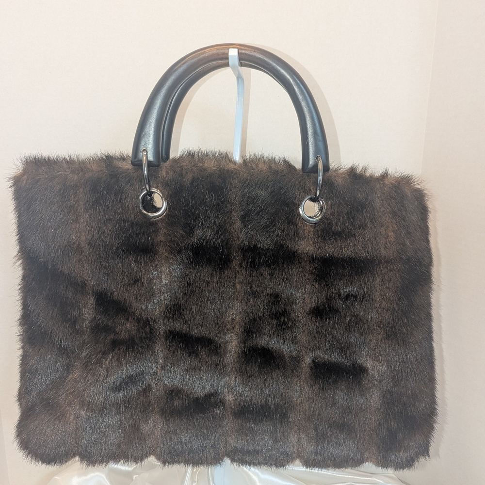 Elegant Brown Faux Fur Women's Bag